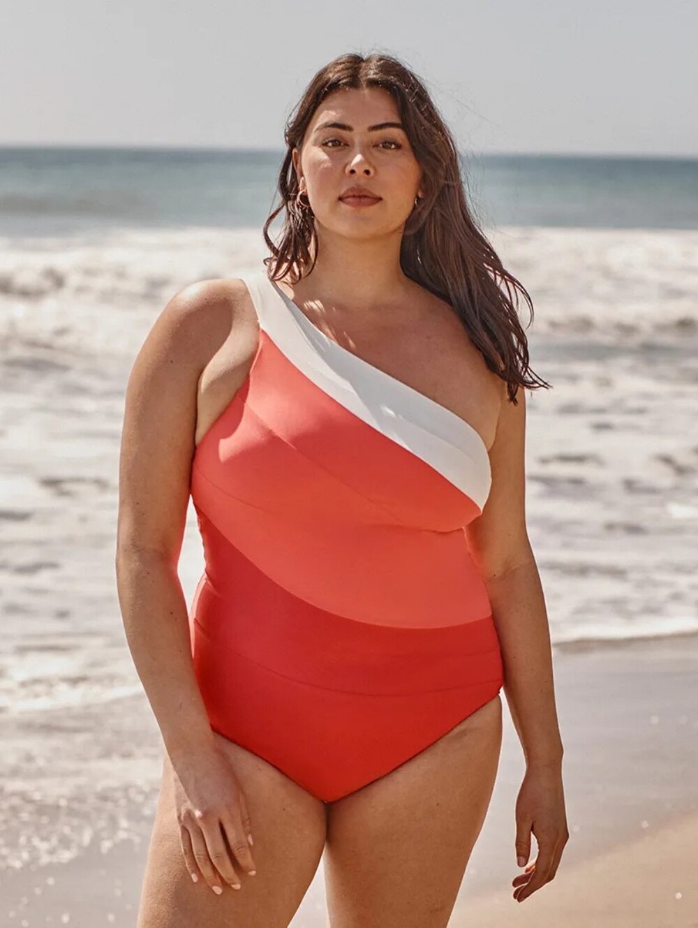 NEW Summersalt The Sidestroke Pink White One Shoulder One Piece Swimsuit Size 6